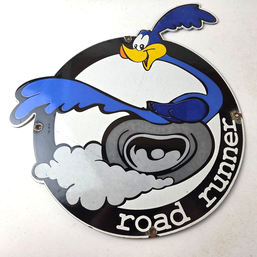 Vintage Mopar Plymouth Porcelain Sign - Road Runner Auto Shop Gas Pump Sign - Image 15