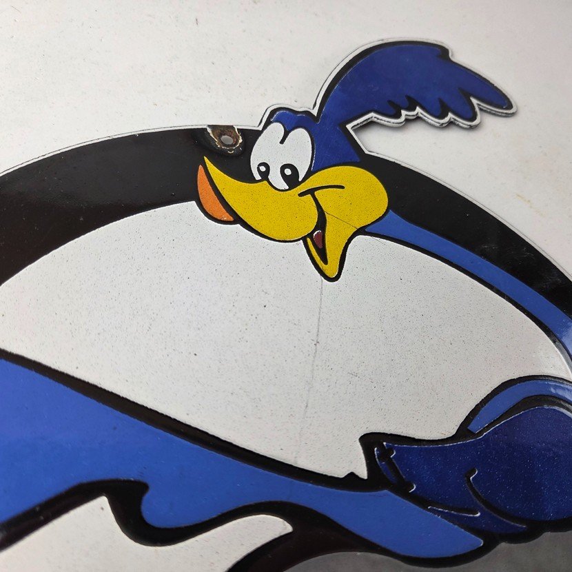 Vintage Mopar Plymouth Porcelain Sign - Road Runner Auto Shop Gas Pump Sign - Image 5