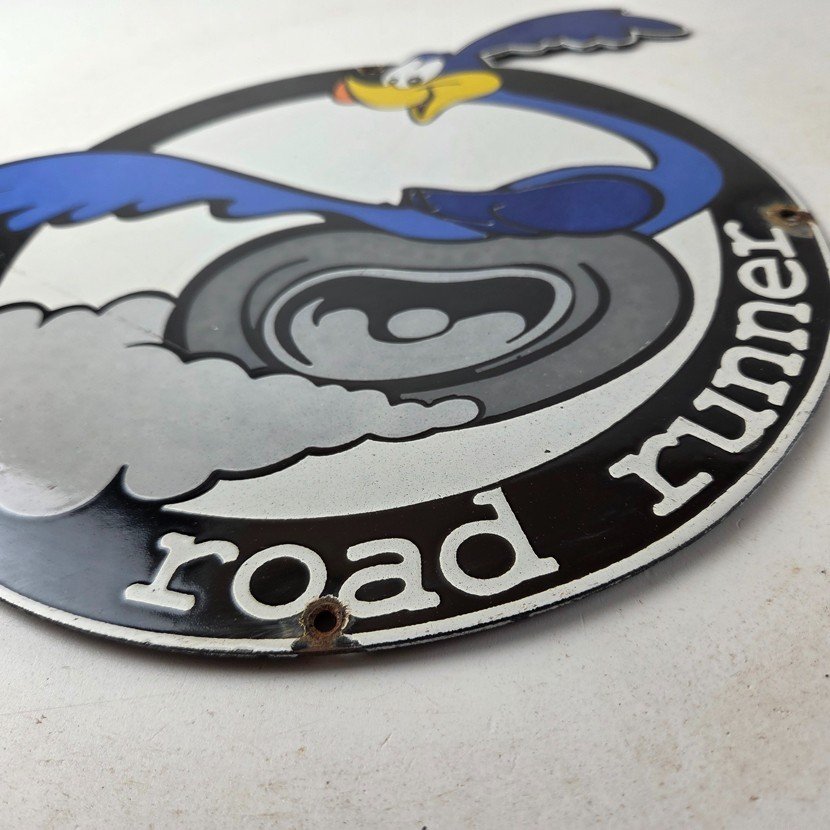 Vintage Mopar Plymouth Porcelain Sign - Road Runner Auto Shop Gas Pump Sign - Image 10