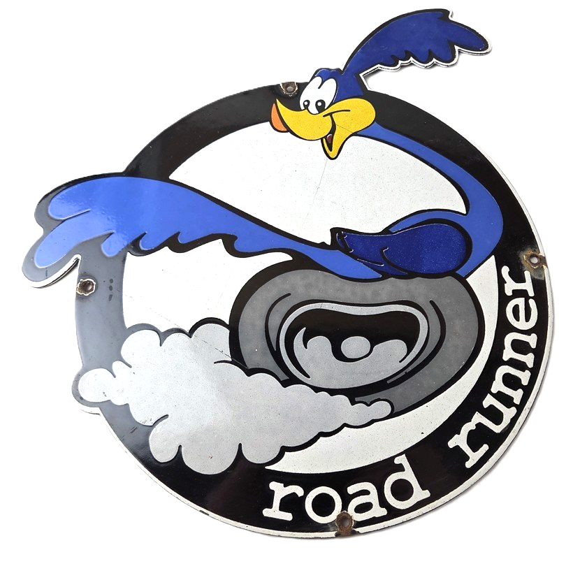 Vintage Mopar Plymouth Porcelain Sign - Road Runner Auto Shop Gas Pump Sign