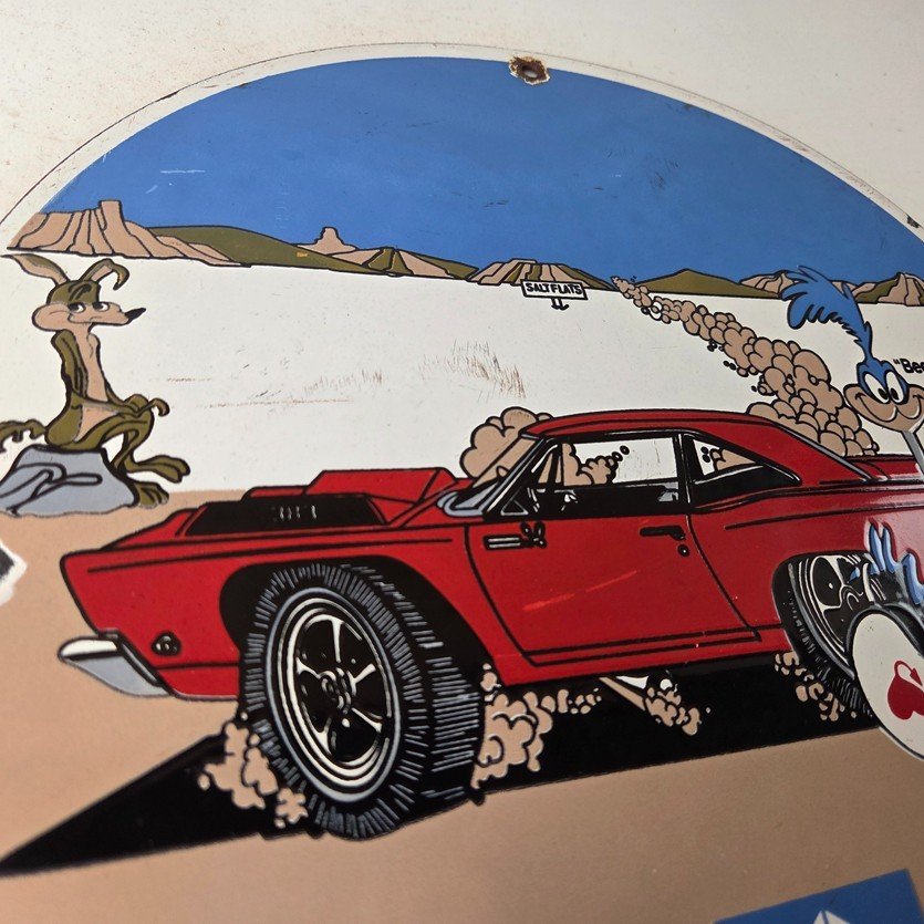 Vintage Mopar Plymouth Porcelain Sign - Road Runner Auto Shop Gas Station Sign - Image 5