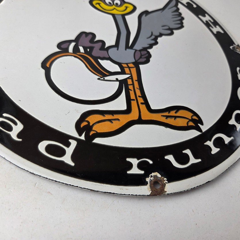 Vintage Mopar Plymouth Sign - Porcelain Road Runner Auto Shop Gas Pump Sign - Image 11