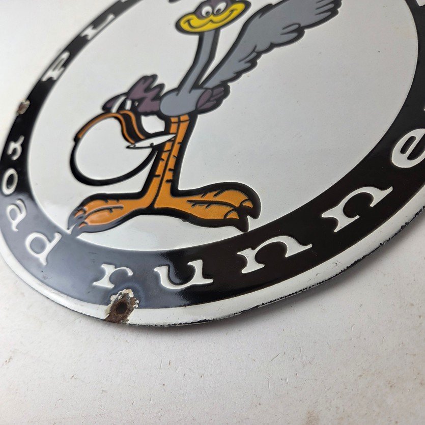 Vintage Mopar Plymouth Sign - Porcelain Road Runner Auto Shop Gas Pump Sign - Image 14