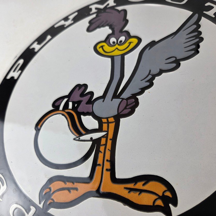 Vintage Mopar Plymouth Sign - Porcelain Road Runner Auto Shop Gas Pump Sign - Image 4