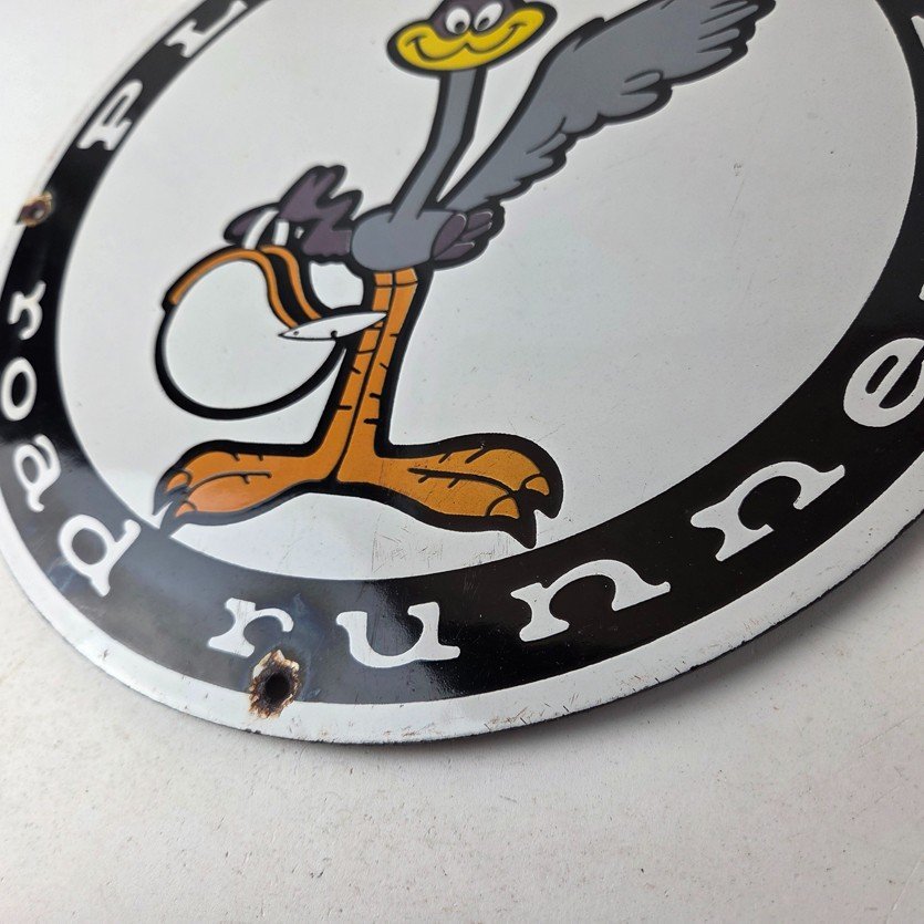 Vintage Mopar Plymouth Sign - Porcelain Road Runner Auto Shop Gas Pump Sign - Image 14