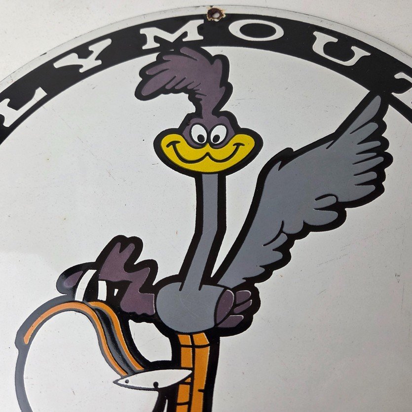 Vintage Mopar Plymouth Sign - Porcelain Road Runner Auto Shop Gas Pump Sign - Image 3