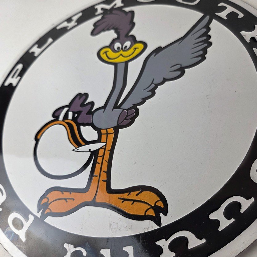 Vintage Mopar Plymouth Sign - Porcelain Road Runner Auto Shop Gas Pump Sign - Image 4