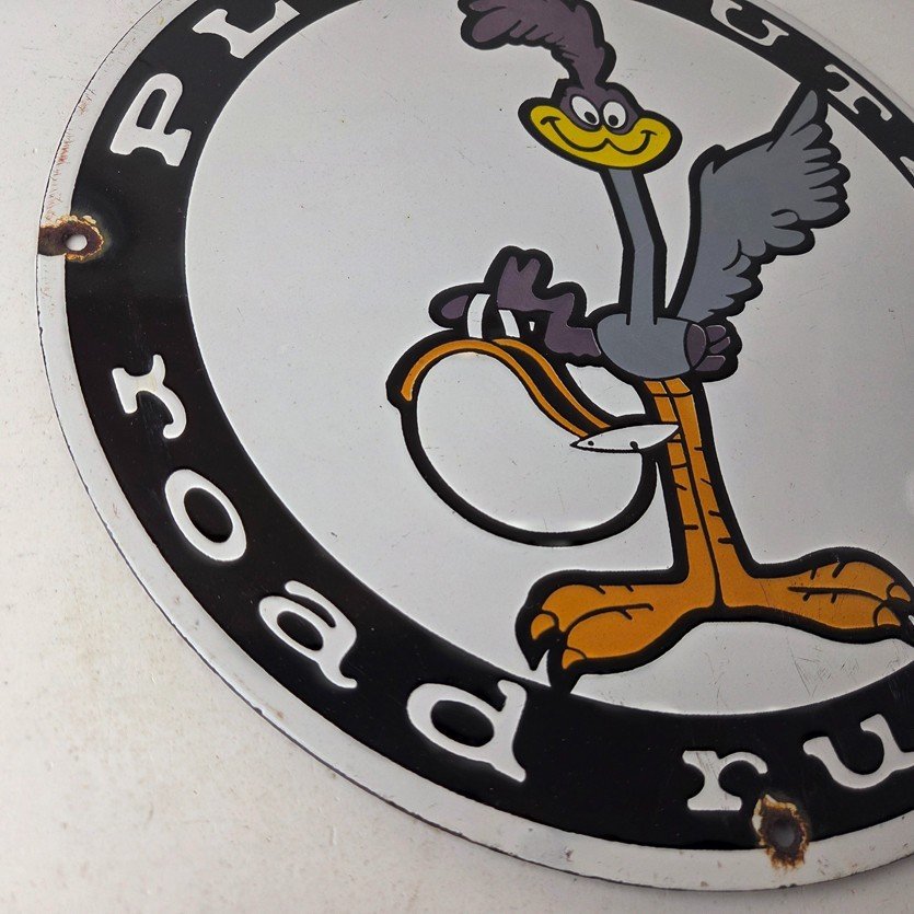 Vintage Mopar Plymouth Sign - Porcelain Road Runner Auto Shop Gas Pump Sign - Image 6