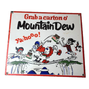 Vintage Mountain Dew Sign - Yahooo Soda Bottle Gas Service Porcelain Sign