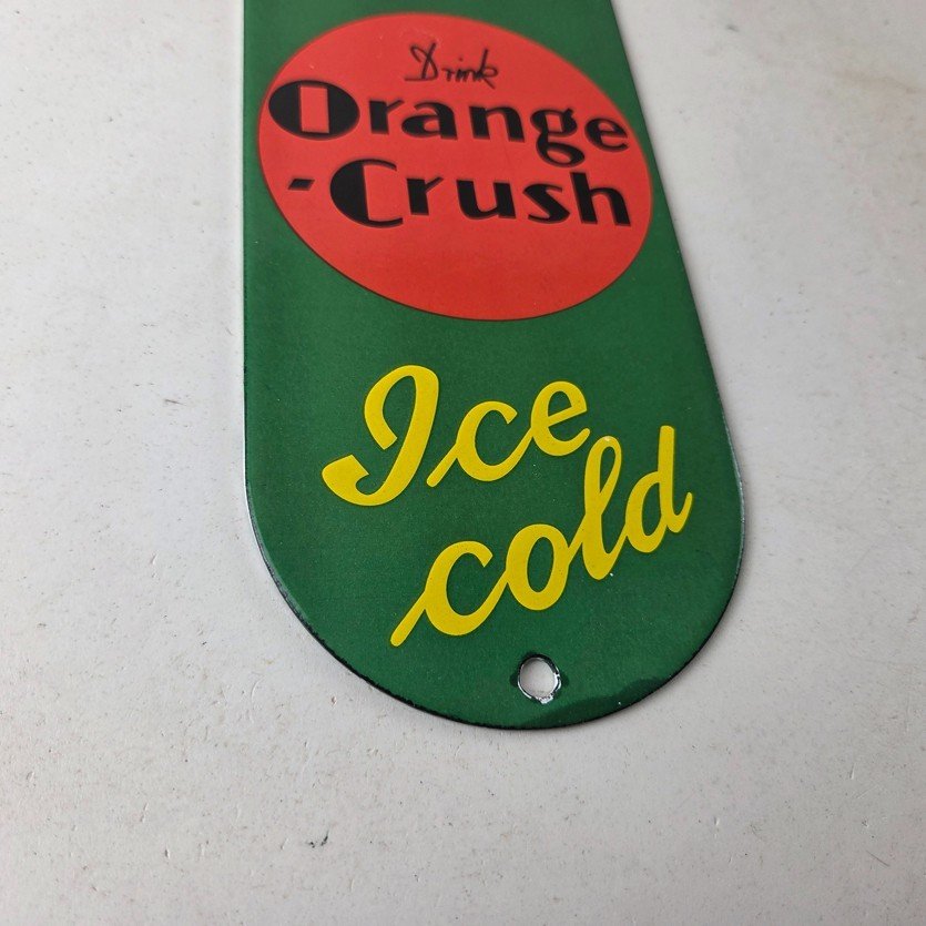 Vintage Orange Crush Sign - Drink Ice Cold Porcelain Come In Gas Pump Soda Sign - Image 11