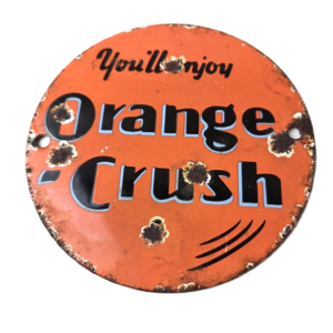 Vintage Orange Crush Sign - Soda Drink Carbonated Porcelain Gas Oil Pump Sign