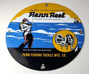 Vintage Penn Saltwater Reels Sign Fishing Lures Porcelain Sign 305857065317