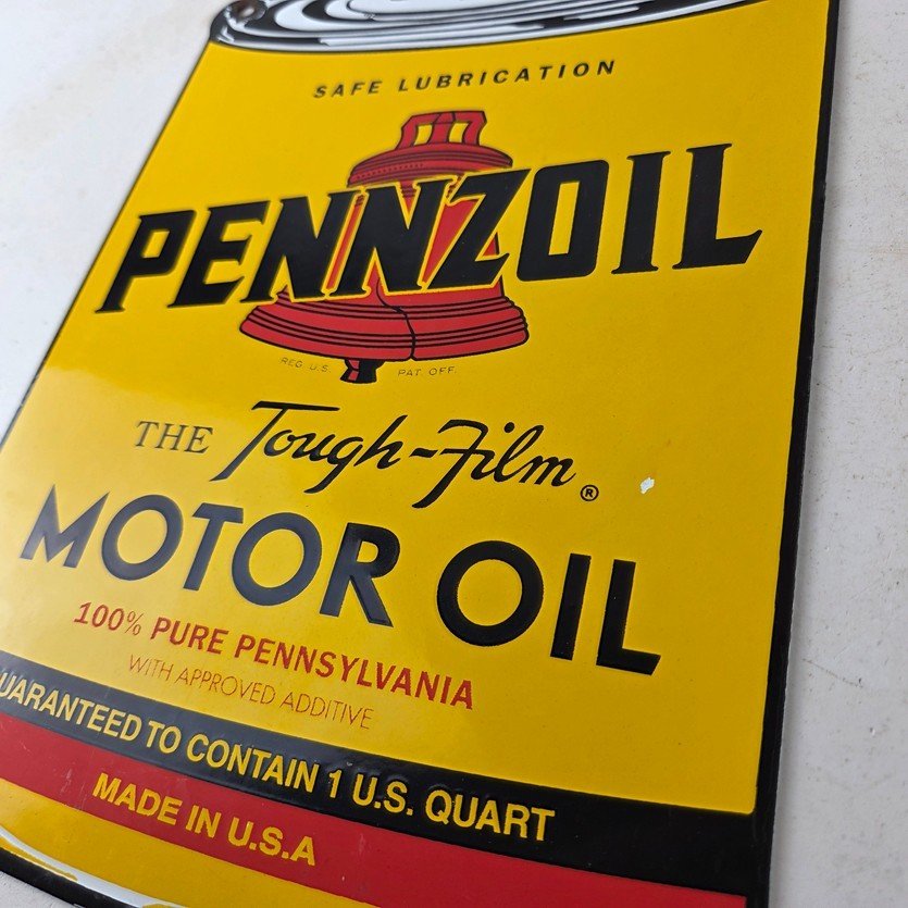 Vintage Pennzoil Porcelain Sign - Motor Oil Can Porcelain Pennsylvania Sign - Image 13