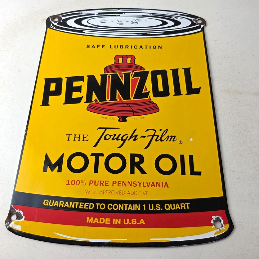 Vintage Pennzoil Porcelain Sign - Motor Oil Can Porcelain Pennsylvania Sign - Image 15
