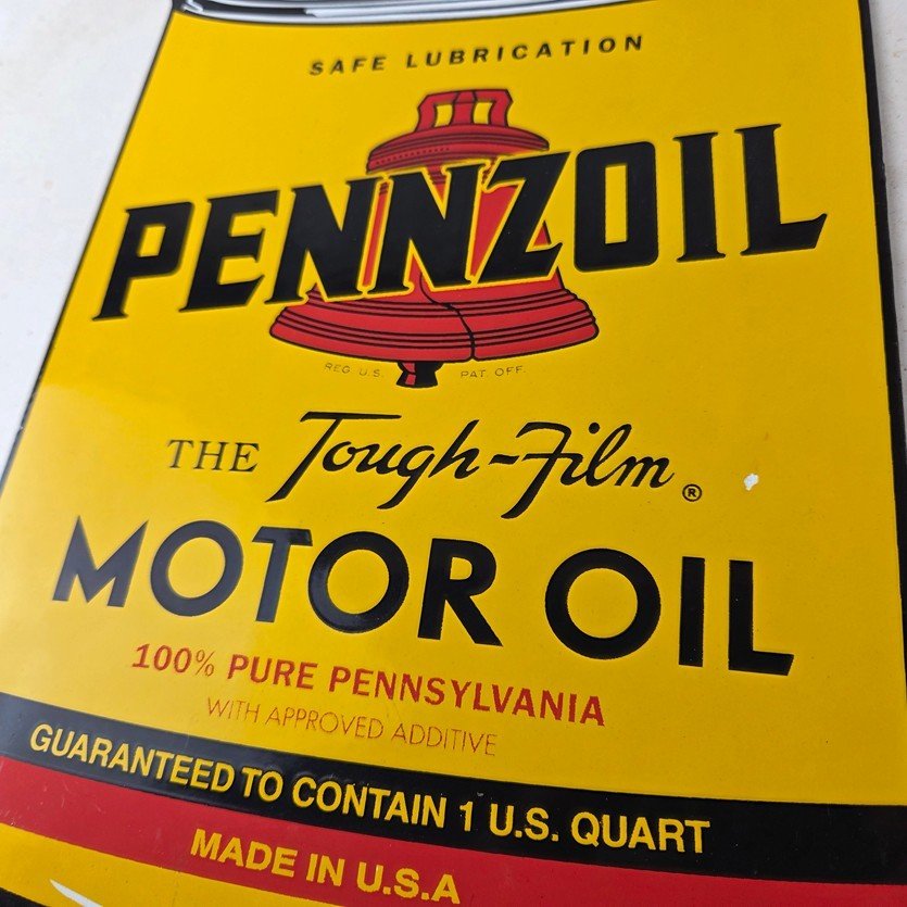 Vintage Pennzoil Porcelain Sign - Motor Oil Can Porcelain Pennsylvania Sign - Image 4