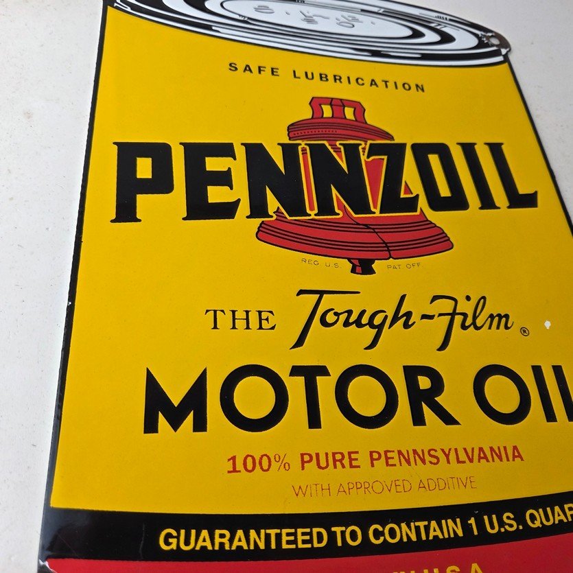 Vintage Pennzoil Porcelain Sign - Motor Oil Can Porcelain Pennsylvania Sign - Image 6