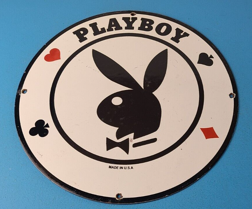 Vintage Playboy Sign Bunny Rabbit Poker Dealer Blackjack Porcelain Sign 305905703047