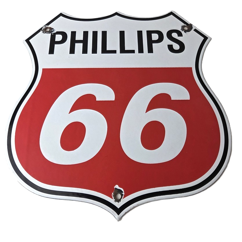 Vintage Porcelain Sign - Phillips 66 Gas Pump Service Station Sign