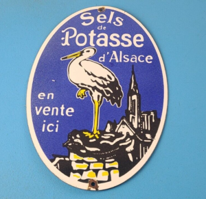 Vintage Potasse d Alsace Sign Gas Pump Plate Porcelain Sign 305877340707