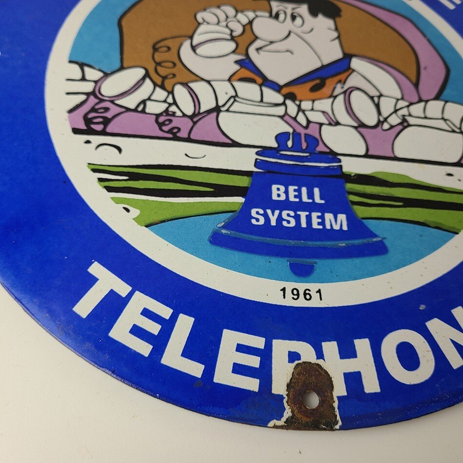 Vintage Public Telephones Sign - American Telegraph Gas Pump Porcelain Sign - Image 7