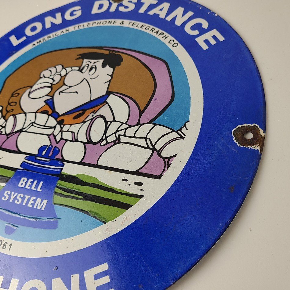 Vintage Public Telephones Sign - American Telegraph Gas Pump Porcelain Sign - Image 9