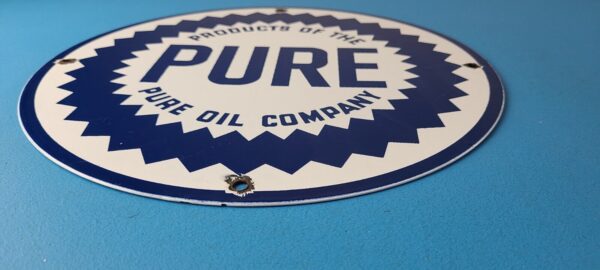 Vintage Pure Oil Co Sign Texas Gas Service Station Pump Plate Porcelain Sign 305559371977 10