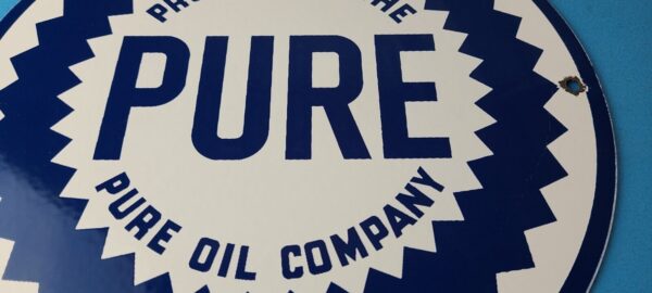 Vintage Pure Oil Co Sign Texas Gas Service Station Pump Plate Porcelain Sign 305559371977 3