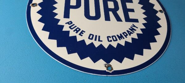 Vintage Pure Oil Co Sign Texas Gas Service Station Pump Plate Porcelain Sign 305559371977 6