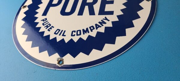 Vintage Pure Oil Co Sign Texas Gas Service Station Pump Plate Porcelain Sign 305559371977 9