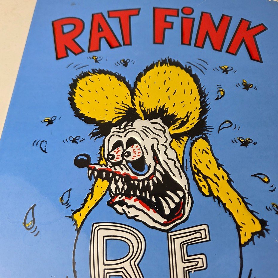 Vintage Rat Fink Sign - Big Daddy Roth Gas Pump Porcelain Garage Shop Sign - Image 3