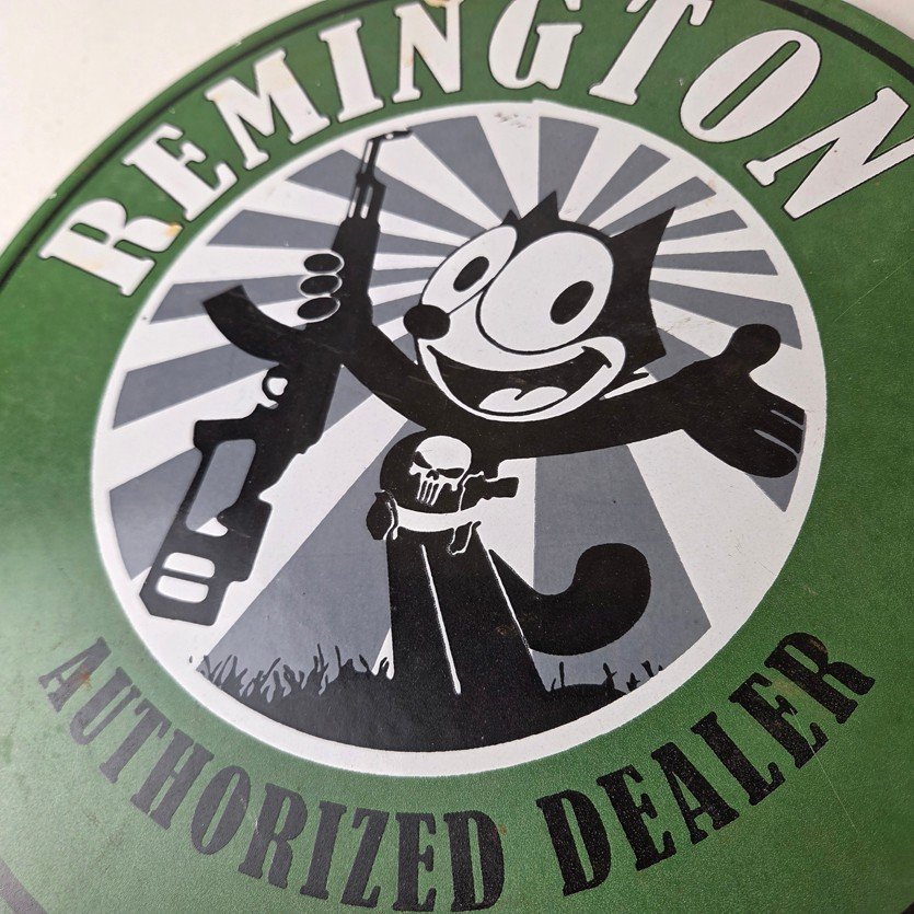 Vintage Remington Firearms Sign - Felix the Cat Dealer Gas Pump Porcelain Sign - Image 4
