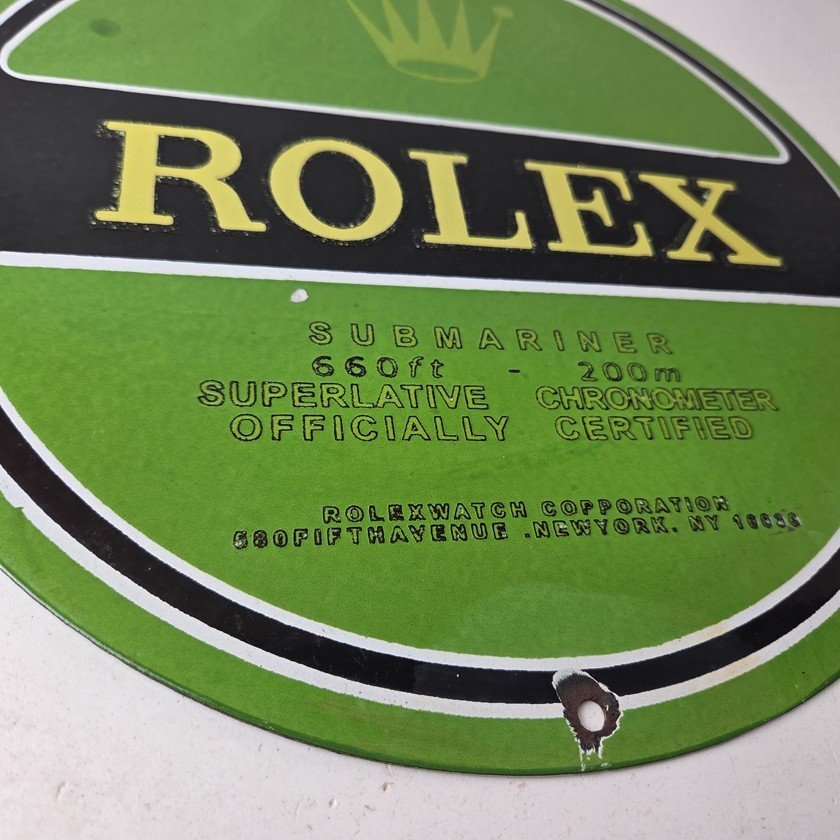 Vintage Rolex Luxury Watches Porcelain Sign - Submariner Store Gas Pump Sign - Image 11