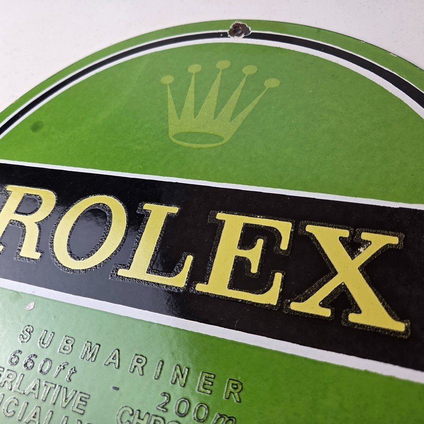 Vintage Rolex Luxury Watches Porcelain Sign - Submariner Store Gas Pump Sign - Image 12