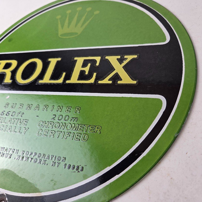 Vintage Rolex Luxury Watches Porcelain Sign - Submariner Store Gas Pump Sign - Image 13