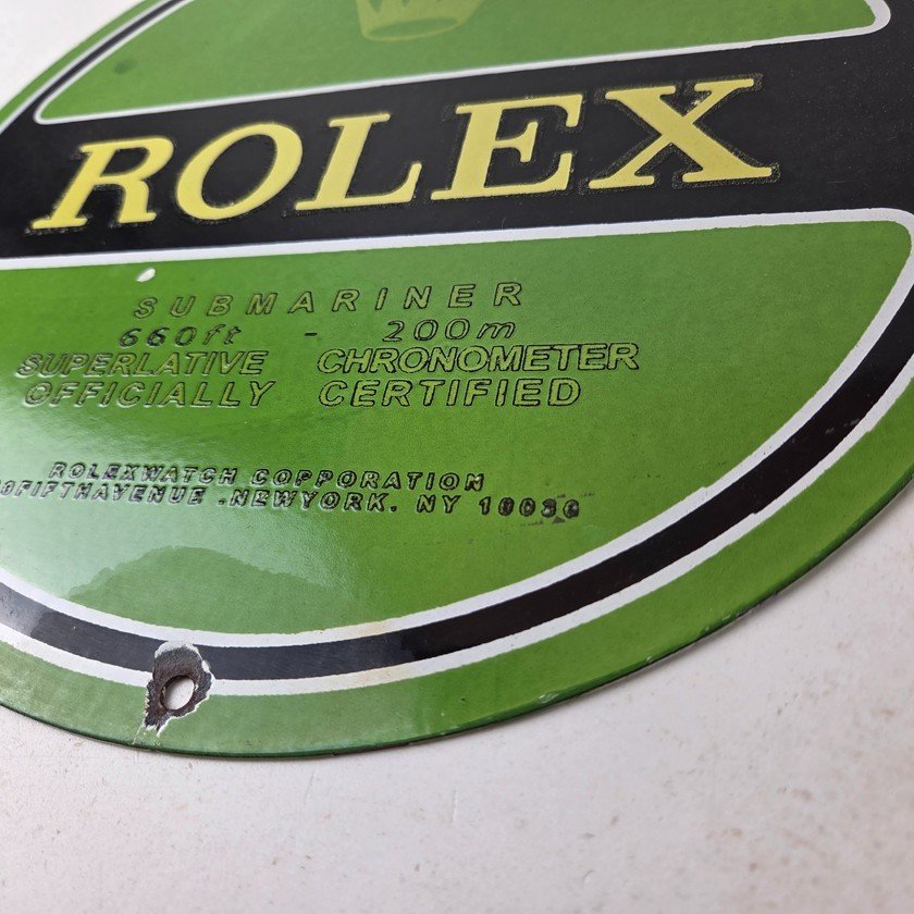 Vintage Rolex Luxury Watches Porcelain Sign - Submariner Store Gas Pump Sign - Image 14
