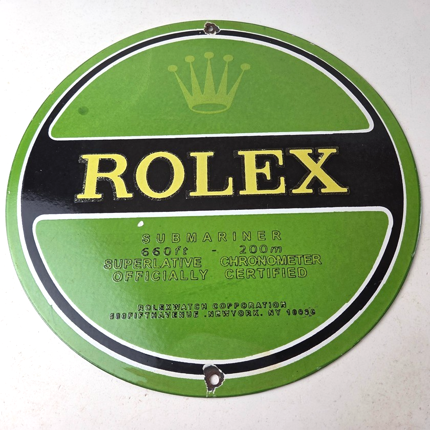 Vintage Rolex Luxury Watches Porcelain Sign - Submariner Store Gas Pump Sign - Image 15