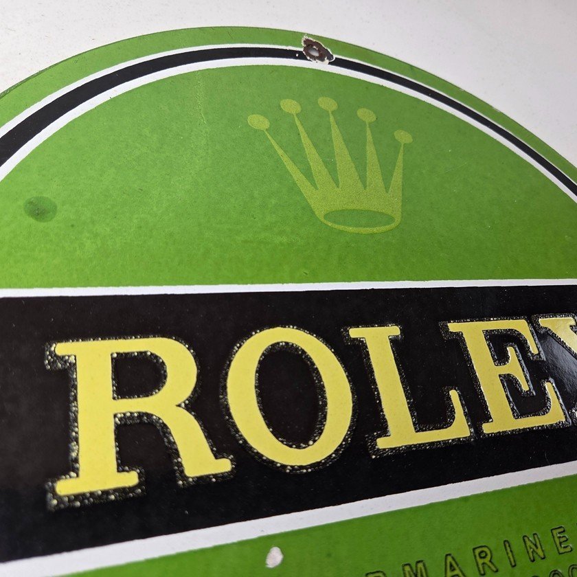 Vintage Rolex Luxury Watches Porcelain Sign - Submariner Store Gas Pump Sign - Image 5