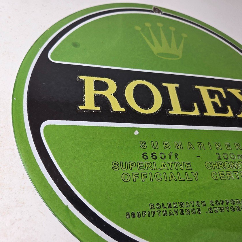Vintage Rolex Luxury Watches Porcelain Sign - Submariner Store Gas Pump Sign - Image 6