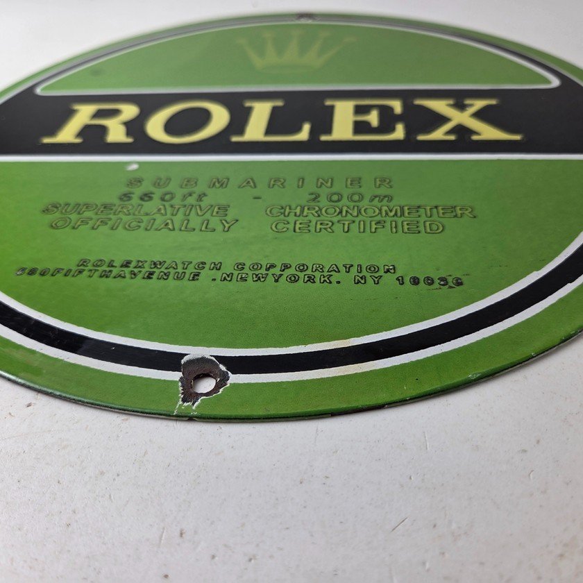 Vintage Rolex Luxury Watches Porcelain Sign - Submariner Store Gas Pump Sign - Image 10