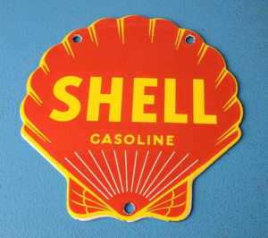 Vintage Shell Gasoline Sign Gas Oil Pump Porcelain Small Man Cave Wall Sign 305870596557