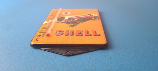 Vintage Shell Motor Oil Porcelain Sign Gasoline Pump Ad Sign On Thermometer 305707262307 10