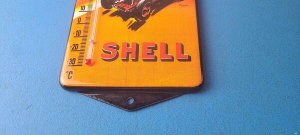 Vintage Shell Motor Oil Porcelain Sign Gasoline Pump Ad Sign On Thermometer 305707262307 11