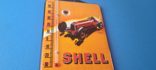 Vintage Shell Motor Oil Porcelain Sign Gasoline Pump Ad Sign On Thermometer 305707262307 5