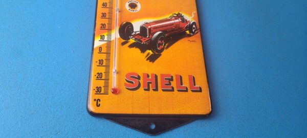 Vintage Shell Motor Oil Porcelain Sign Gasoline Pump Ad Sign On Thermometer 305707262307 6