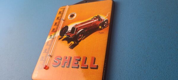 Vintage Shell Motor Oil Porcelain Sign Gasoline Pump Ad Sign On Thermometer 305707262307 8