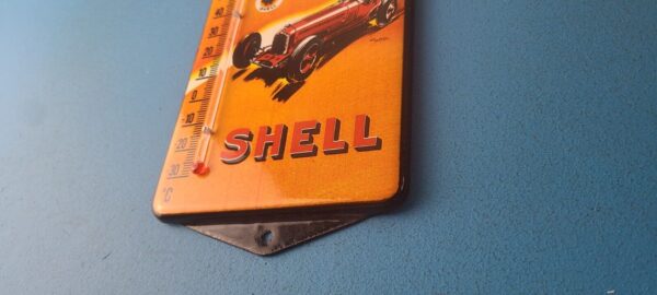 Vintage Shell Motor Oil Porcelain Sign Gasoline Pump Ad Sign On Thermometer 305707262307 9