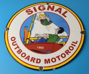 Vintage Signal Gasoline Sign Motor Oil Dennis the Menace Gas Service Pump Sign 305872628217