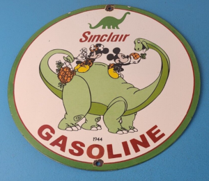 Vintage Sinclair Gasoline Sign Dinosaur Mickey Minnie Porcelain Gas Pump Sign 305903842427