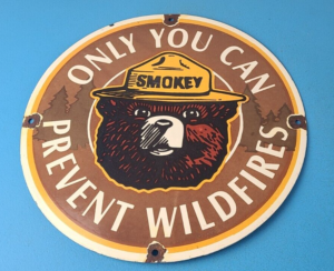 Vintage Smokey Bear Wildfires Porcelain Sign California Prevention Gas Sign 305903851967