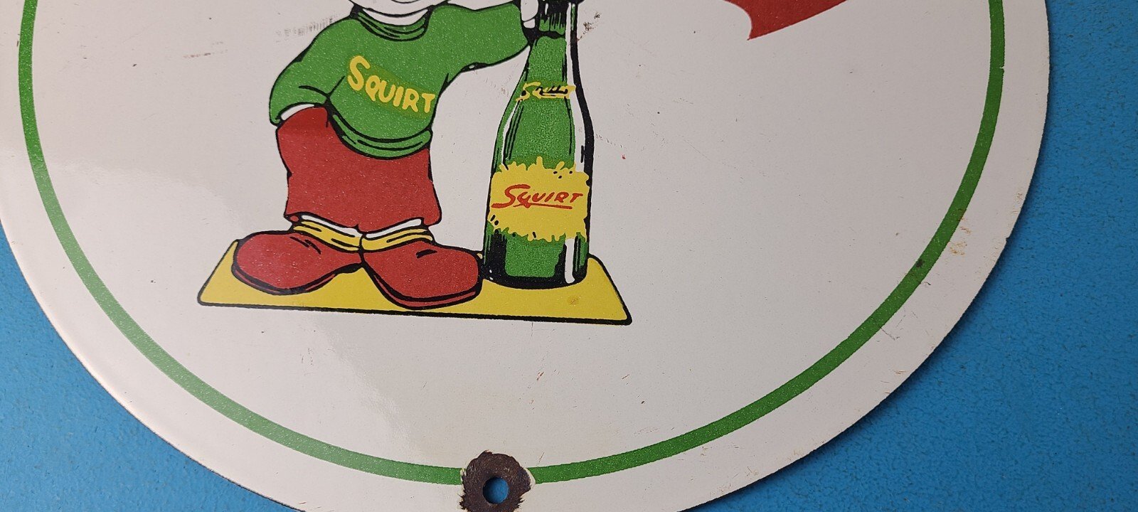 Vintage Squirt Soda Boy Sign - Gas Pump Wall Service Sales Porcelain Sign - Image 12